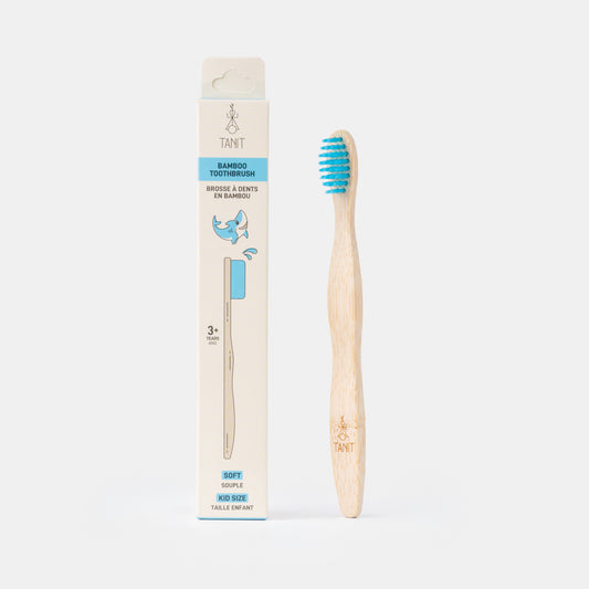 Caisse de 12 brosses à dents enfants souples en bambou requin bleu
