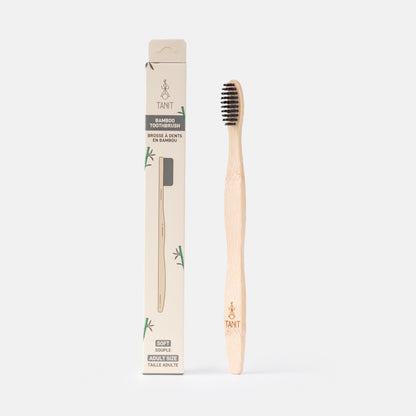 Caisse de 12 brosses à dents adultes souples en bambou charbon