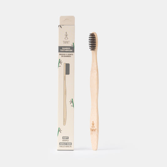 Caisse de 12 brosses à dents adultes souples en bambou charbon