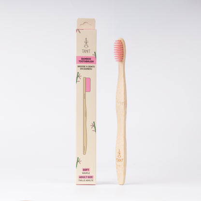 Caisse de 12 brosses à dents enfants souples en bambou elephant rose