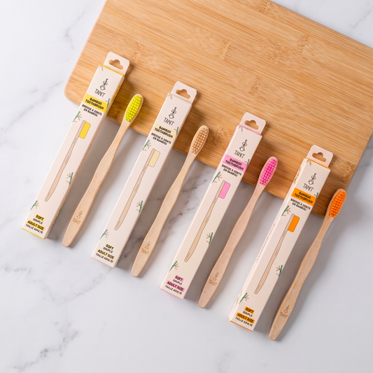 Caisse de 12 brosses à dents adultes souples en bambou 4 couleurs