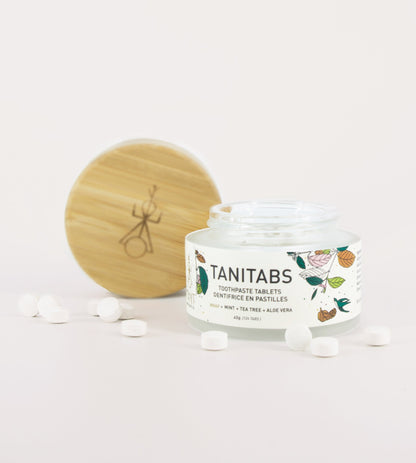 Tanitabs Toothpaste & Mouthwash Tablets – Reusable Glass Jar (124 tabs)